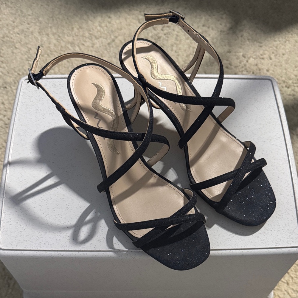 Dark Blue Sparkly Strappy Heels